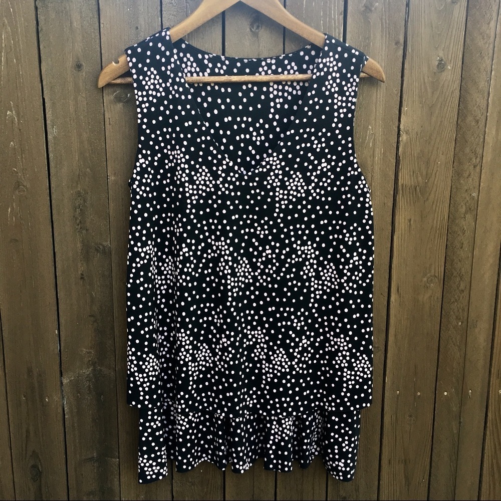 Sharon Max | Size Medium Black/Pink Polka Dot Top